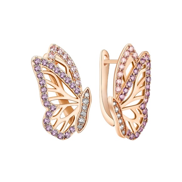 14k Vermeil Vintage Butterfly Omega Back Earrings